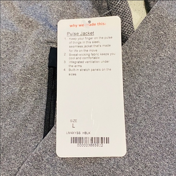 🎉HP🎉 NWT! Lululemon Men’s Pulse Athletic Jacket Gray Black Yellow Large - Picture 4 of 8